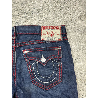 True Religion jeans red white stitch blue Ricky Super T