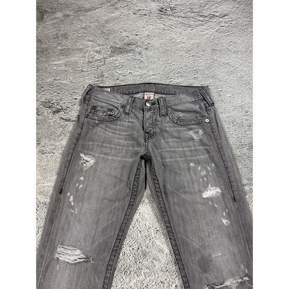 True Religion jeans vintage grey Drew straight distressed