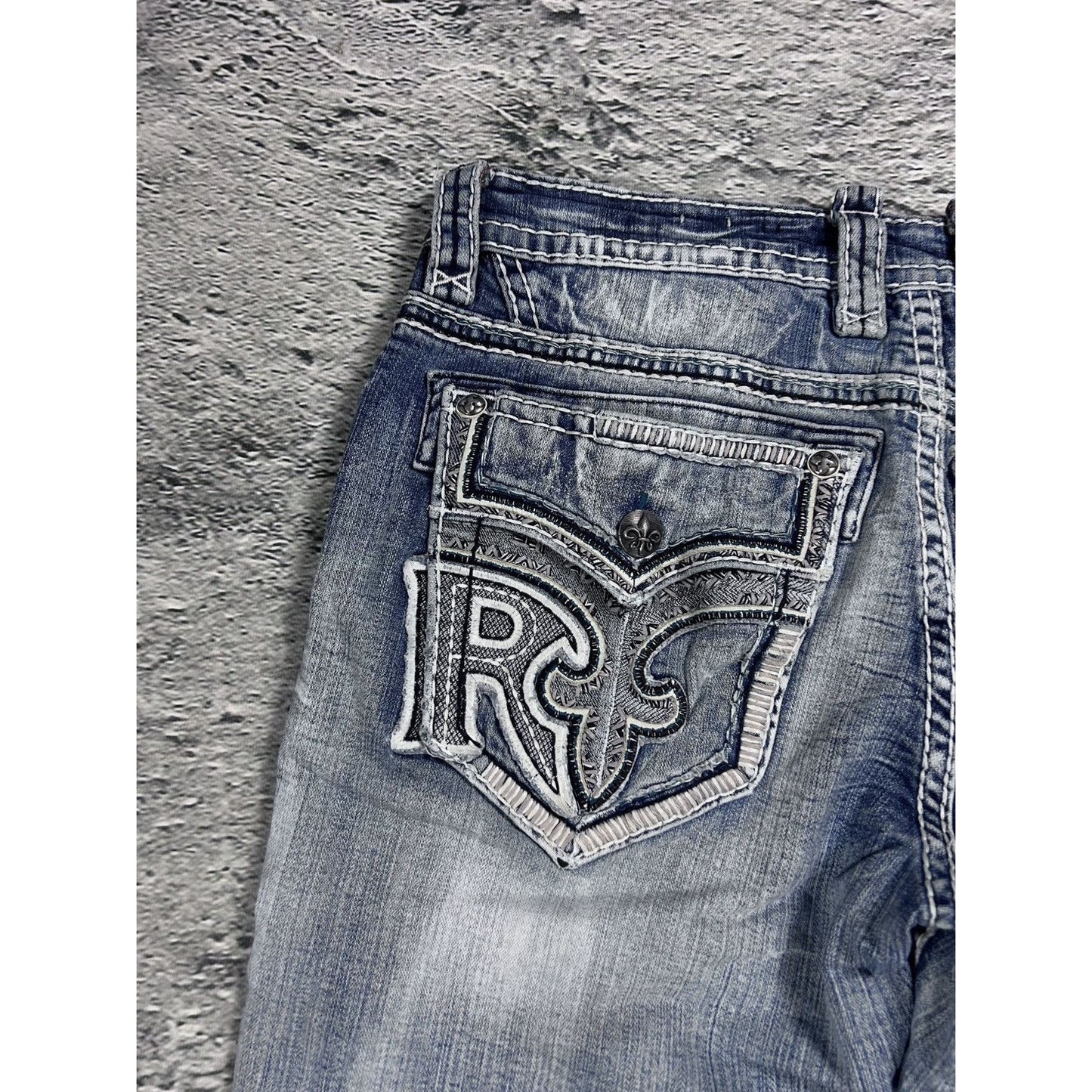 Rock Revival vintage baby blue jeans Y2K straight jamon