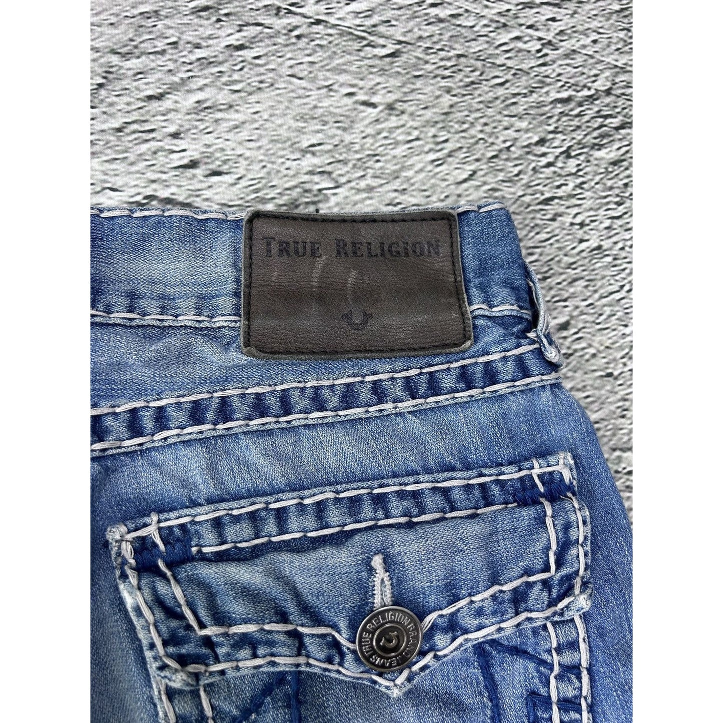 True Religion vintage jeans blue thick stitching Geno Y2K