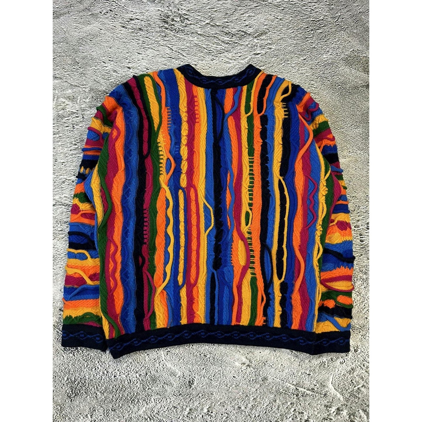 Coogi sweater vintage multicolor cable knit red orange blue