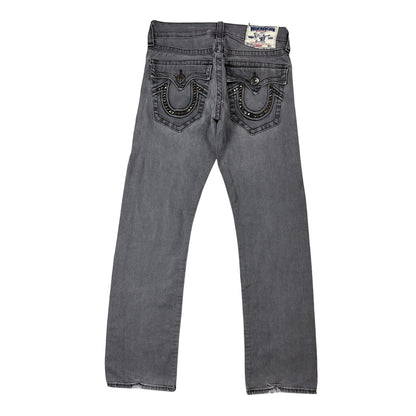 True Religion studded jeans grey black stitching Y2K