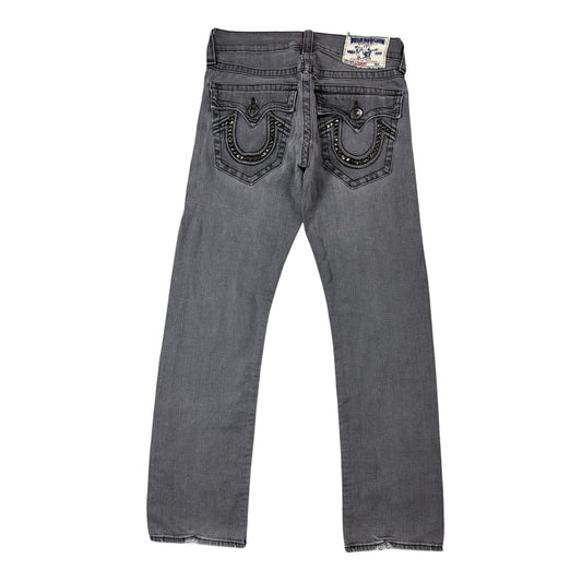 True Religion studded jeans grey black stitching Y2K