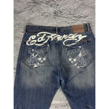 Ed Hardy Christian Audigier vintage jeans big logo pants