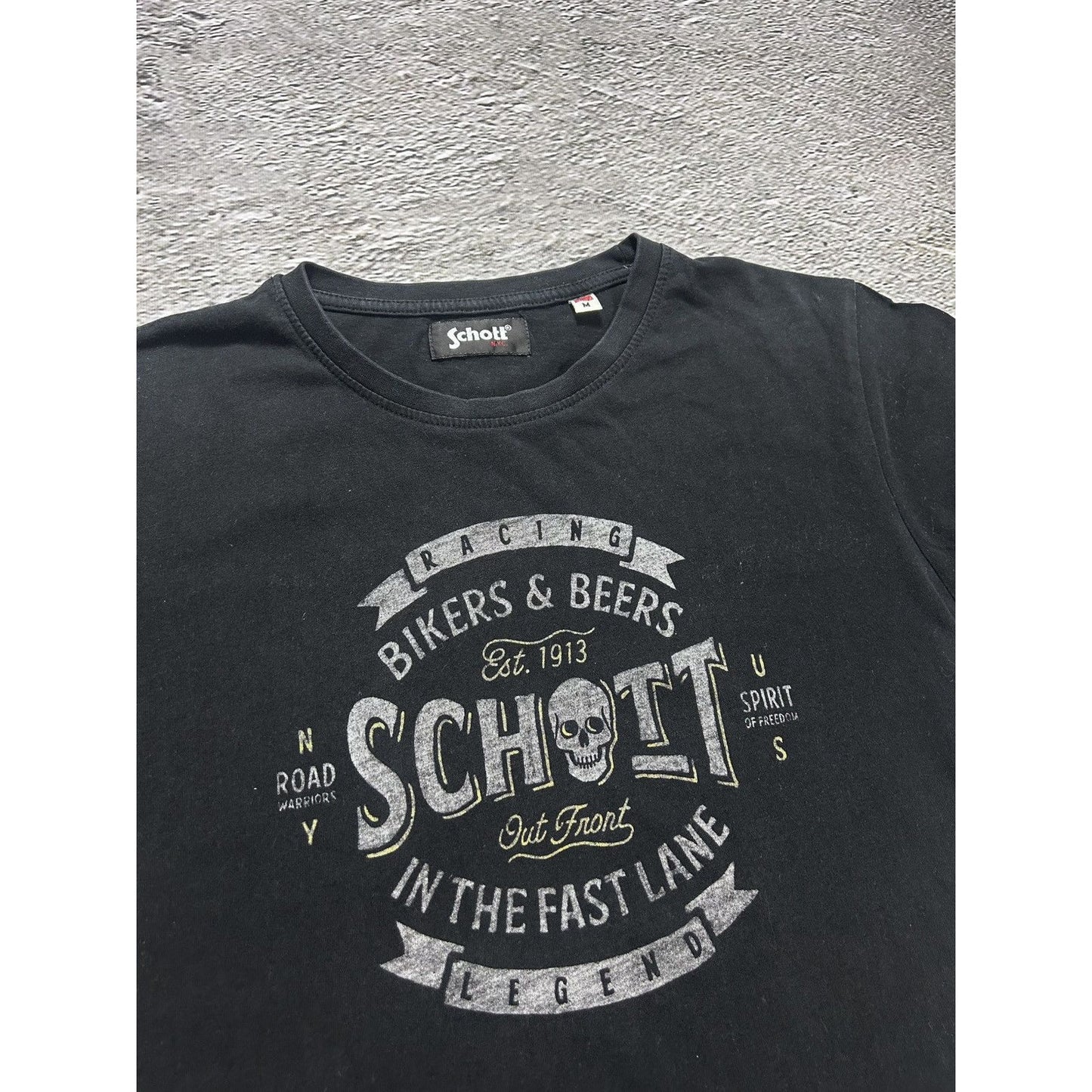 Schott NYC T-Shirt vintage Black bikers and beers