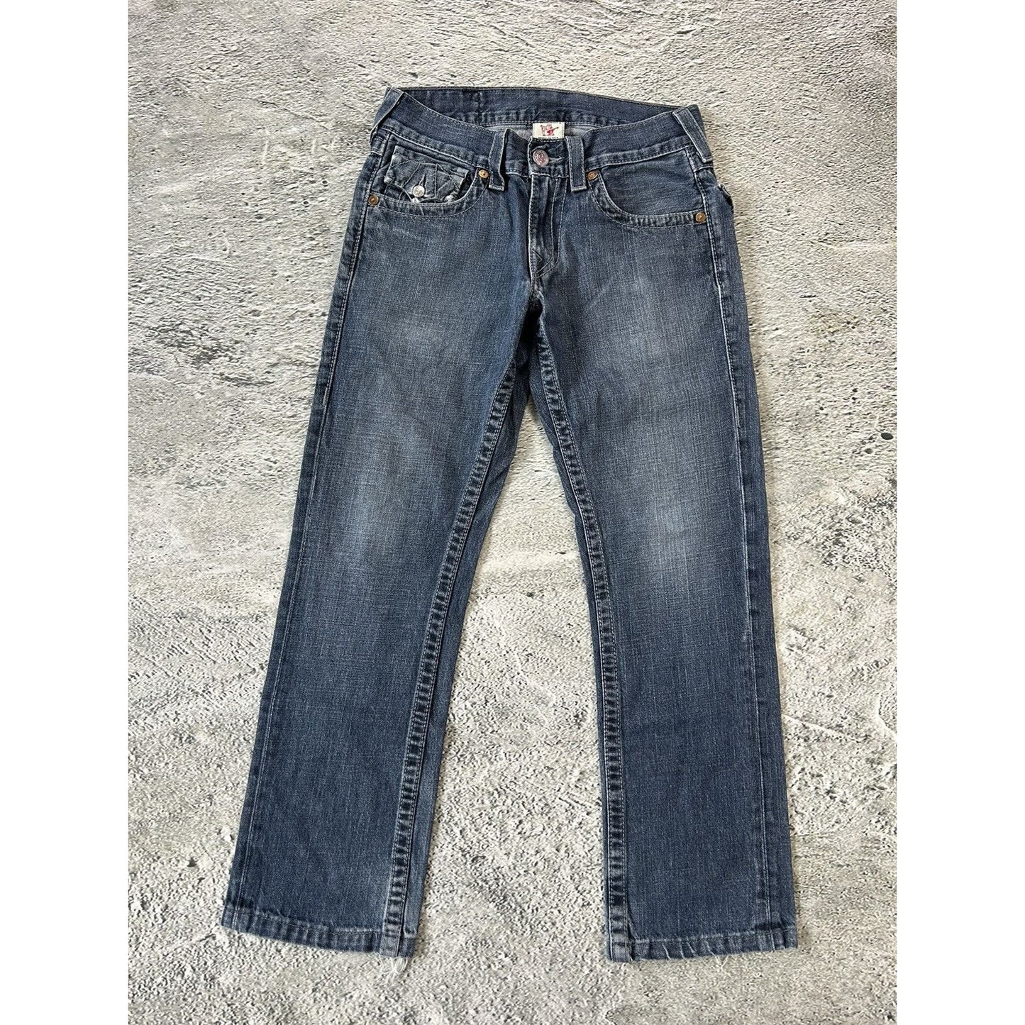 True Religion vintage jeans navy blue thick stitching Y2K