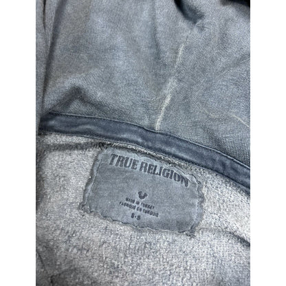 True Religion dark grey zip hoodie patchwork Y2K big logo