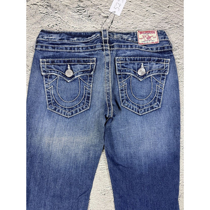 True Religion blue jeans white thick stitching Billy