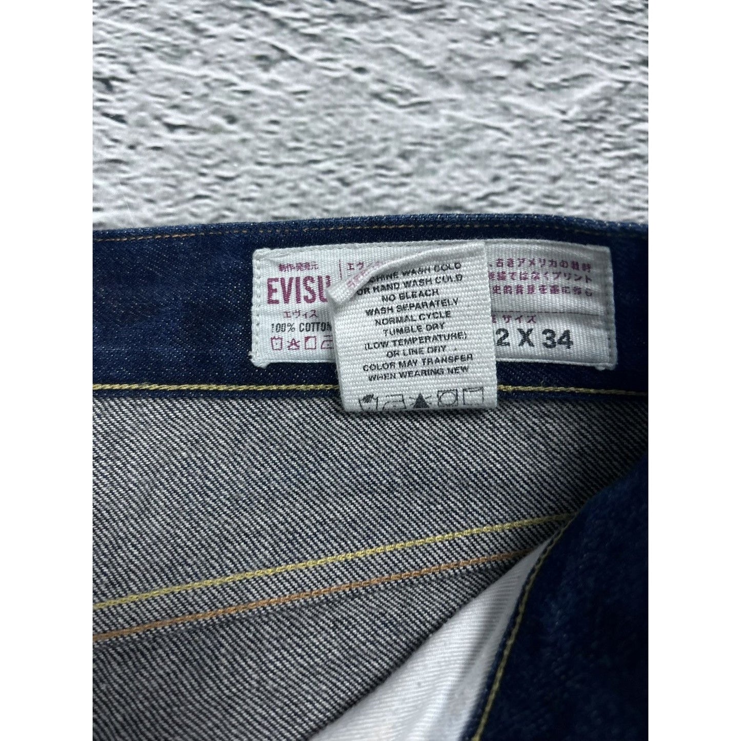 Evisu jorts navy blue shorts denim red seagulls handpainted