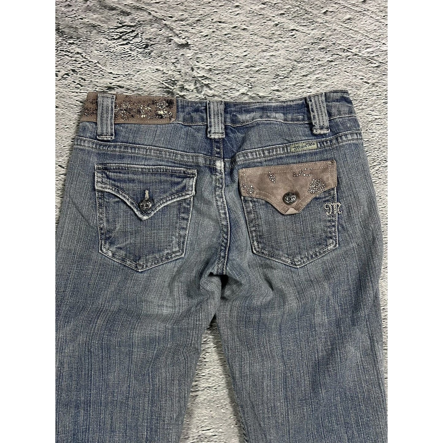 Miss Me flared bootcut white stitching denim vintage y2k