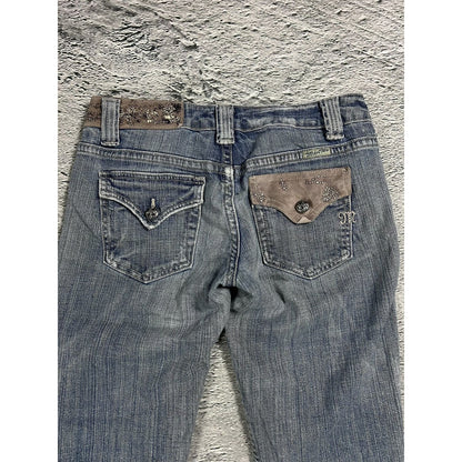 Miss Me flared bootcut white stitching denim vintage y2k