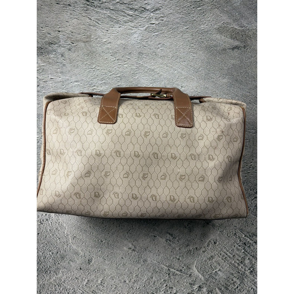Christian Dior Duffle Bag 80s beige brown honeycomb