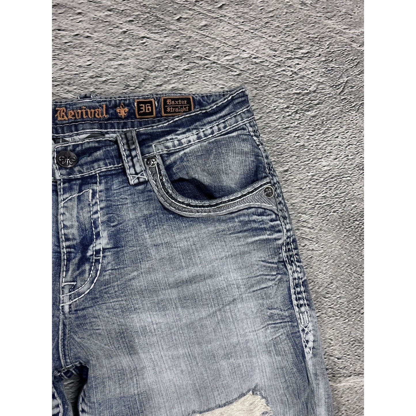 Rock Revival vintage baby blue jeans Y2K straight jamon