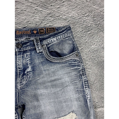 Rock Revival vintage baby blue jeans Y2K straight jamon
