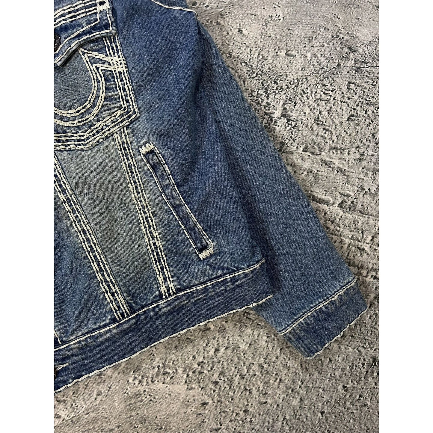 True Religion denim jacket trucker washed White stitching