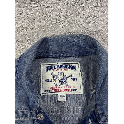 True Religion denim jacket trucker washed blue White