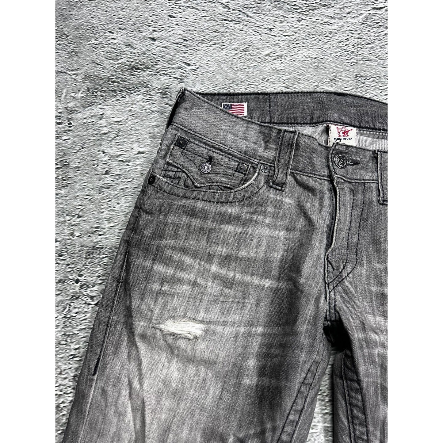 True Religion vintage grey jeans Ricky contrast stitching