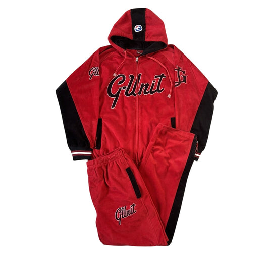 G Unit Track Suit red big logo vintage velour set 50 Cent