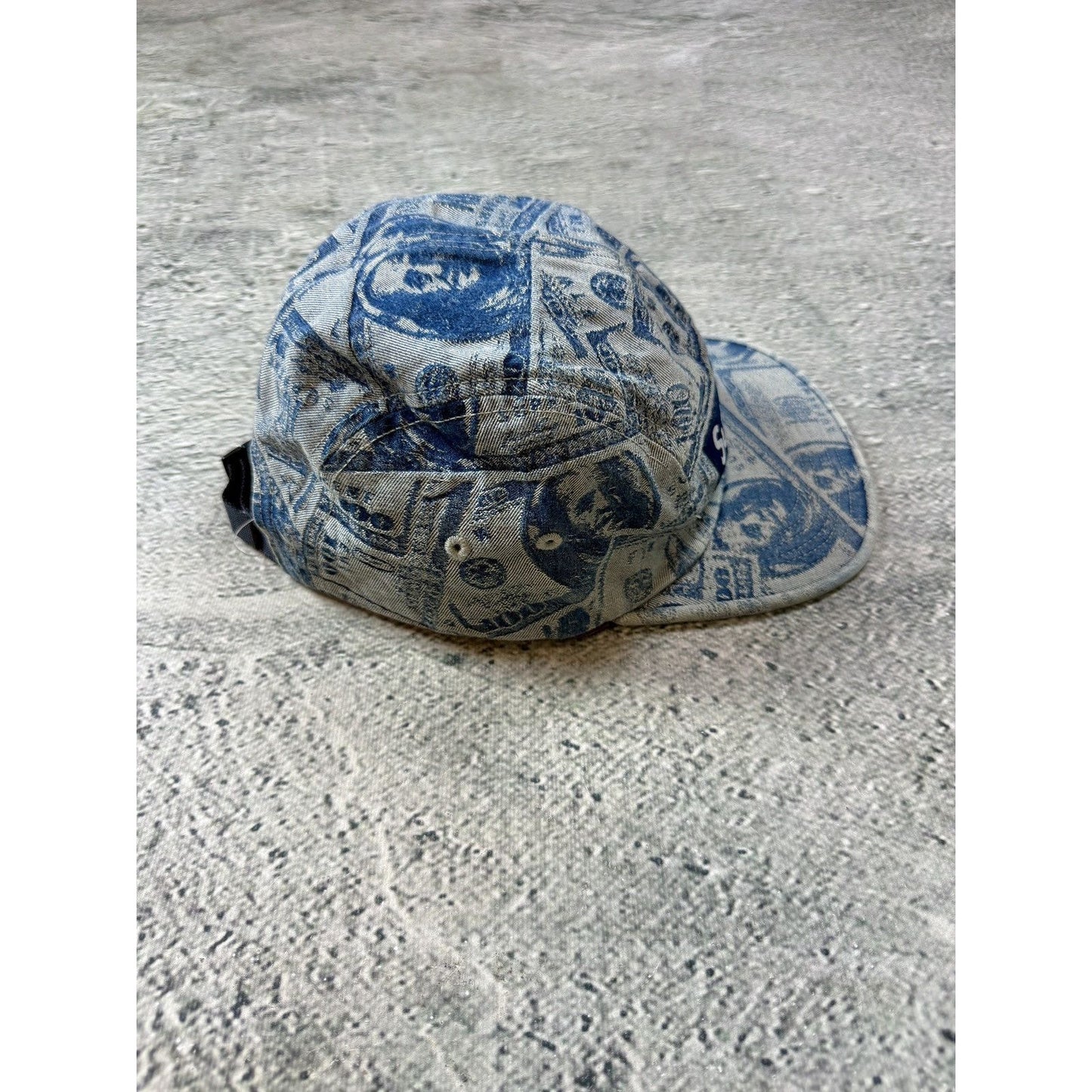 Supreme cap 5 panel baby blue money 100 dollar bill pattern