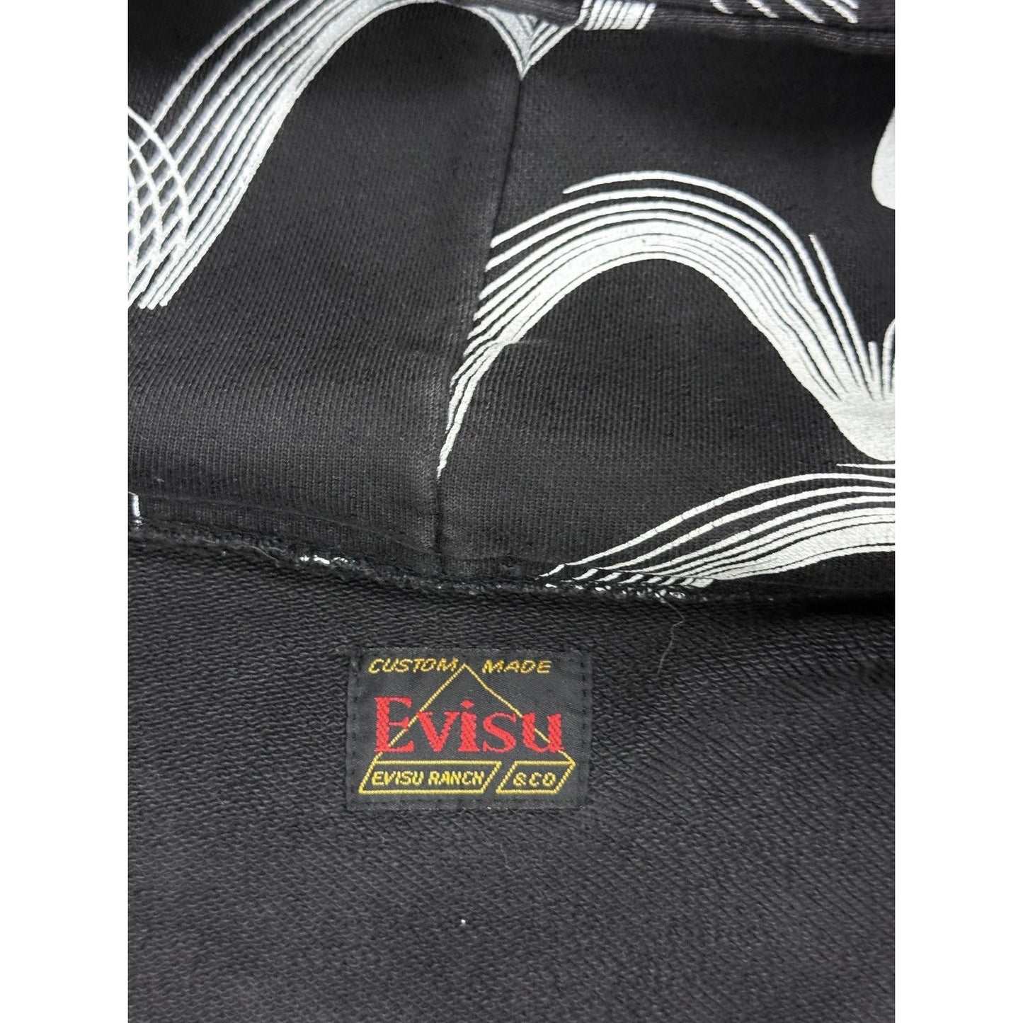 Evisu zip hoodie black vintage big logo monogram seagulls Y2K