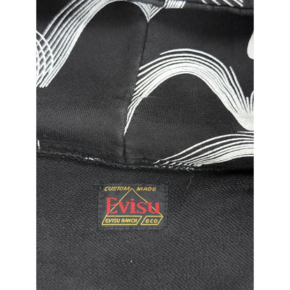 Evisu zip hoodie black vintage big logo monogram seagulls Y2K