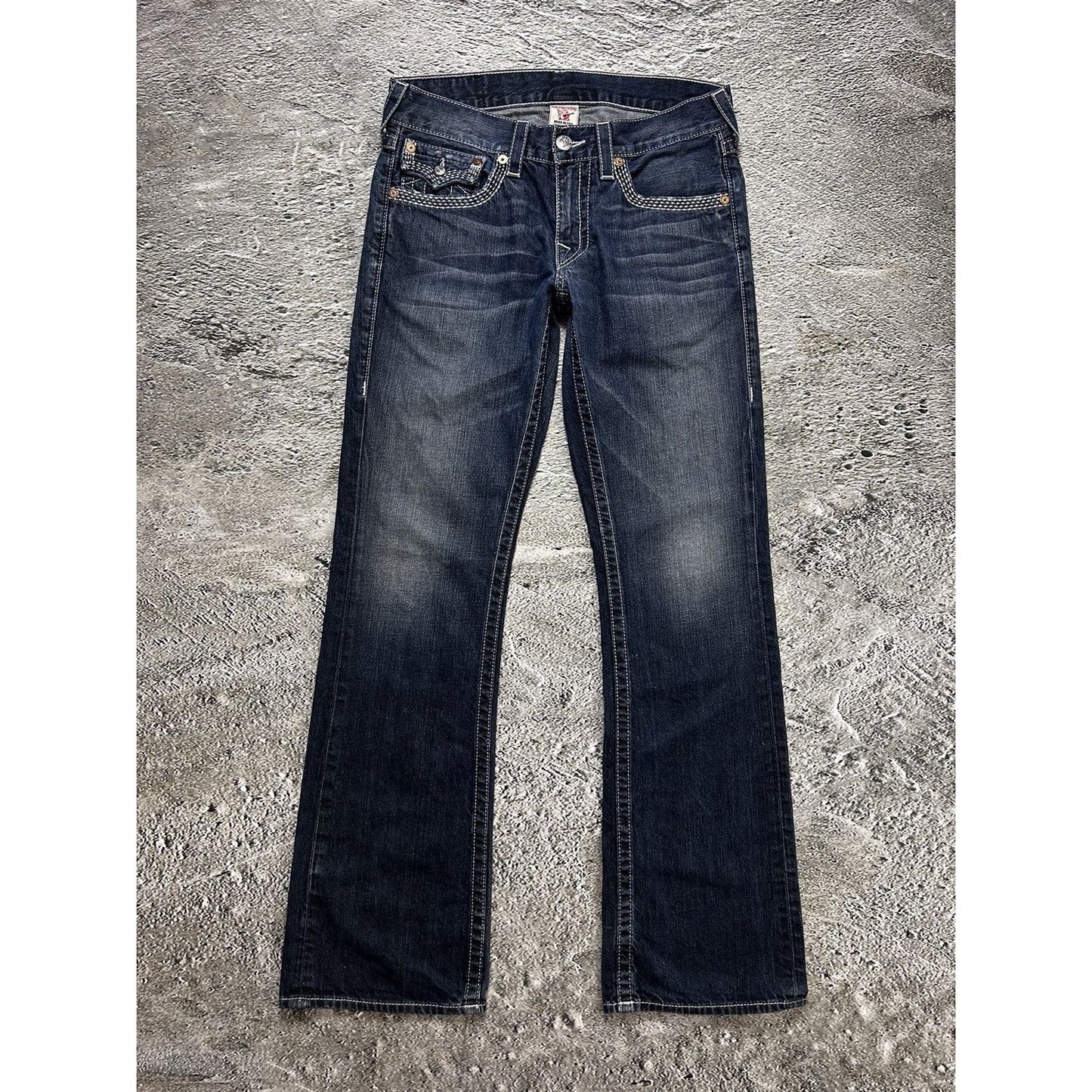 True Religion navy jeans thick triple stitching boot cut