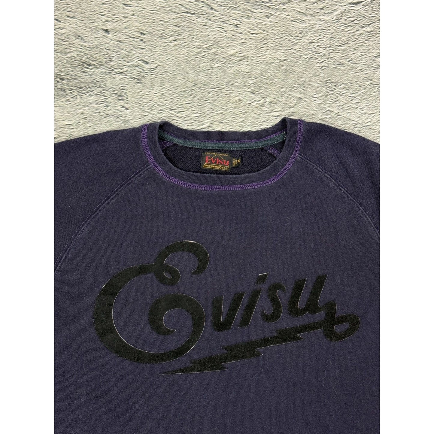 Evisu sweatshirt big logo vintage purple Y2K spell out