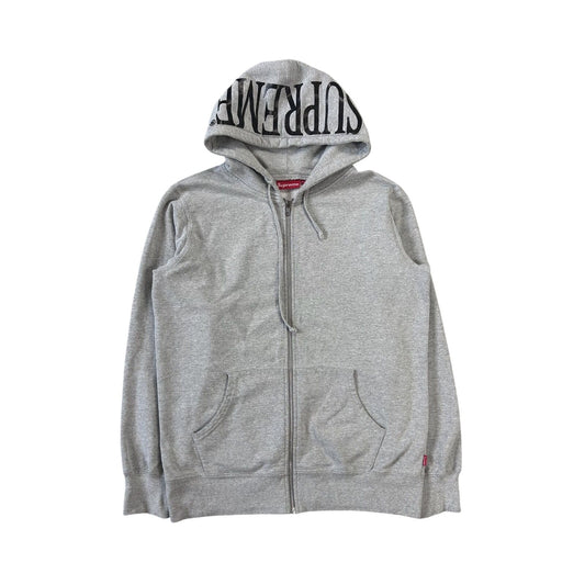 Supreme zip hoodie foil hood logo 2015 grey