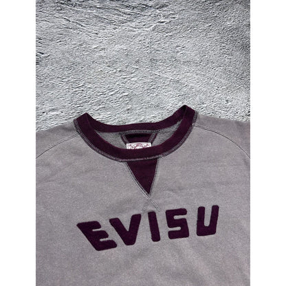 Evisu sweatshirt big logo spell out grey burgundy