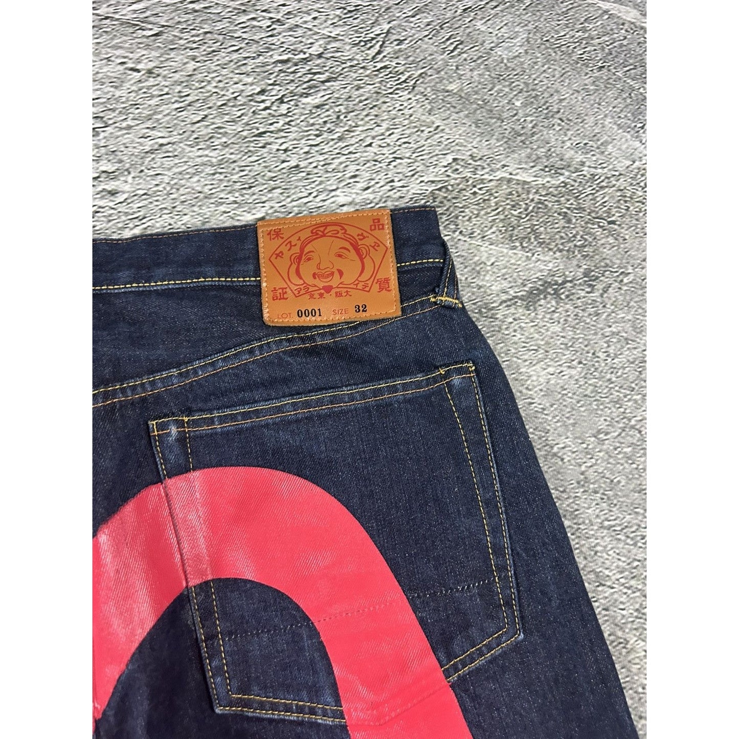 Evisu jeans daicock big logo red selvedge denim