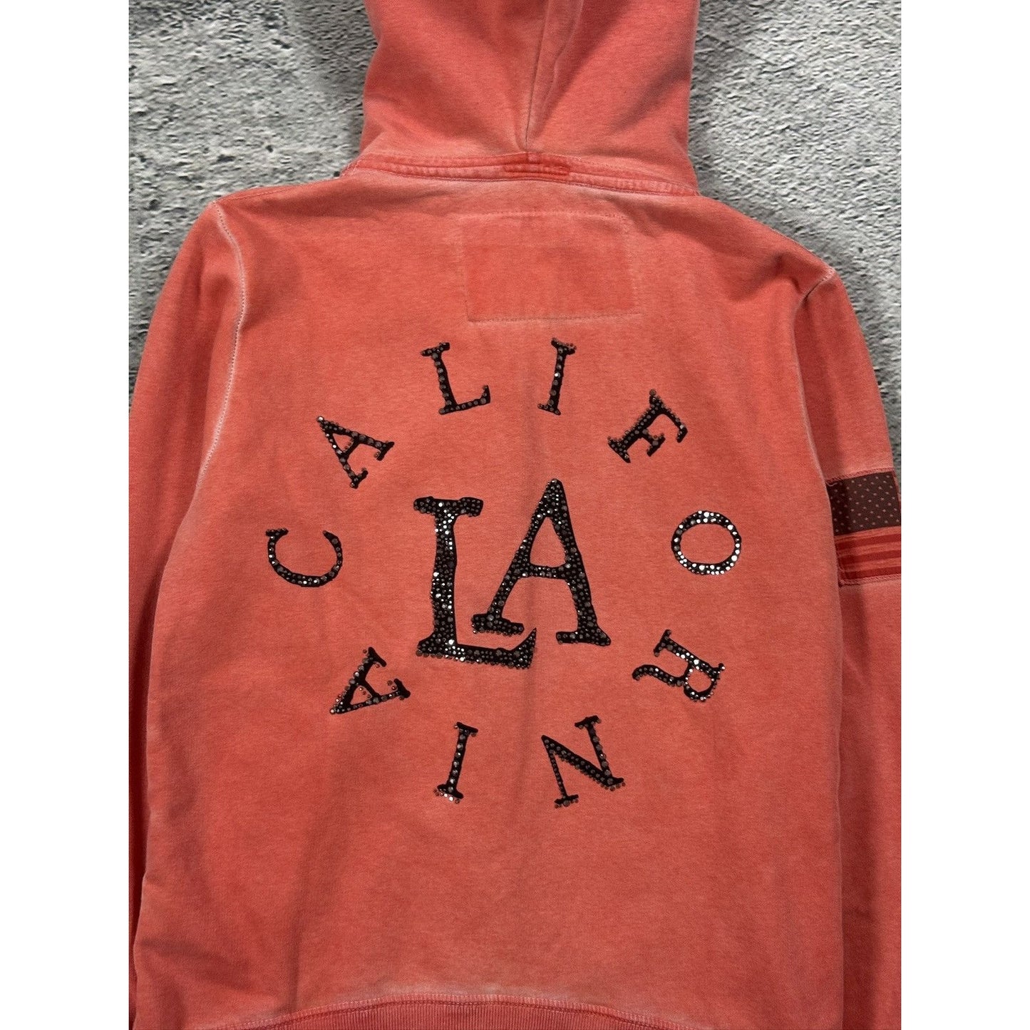 True Religion vintage zip hoodie Orange Rhinestones LA