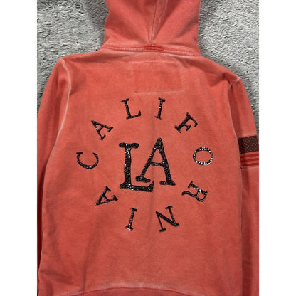 True Religion vintage zip hoodie Orange Rhinestones LA