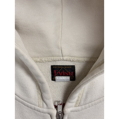 Evisu zip hoodie white red vintage big logo skull Y2K