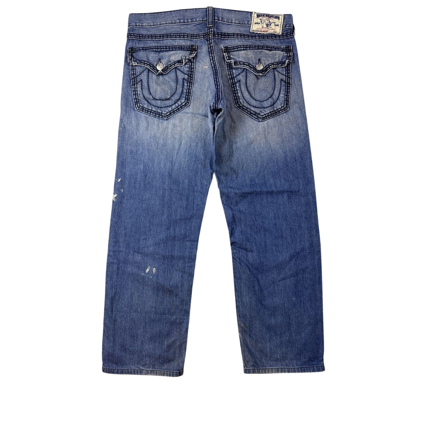 True Religion blue jeans black thick stitching Y2K Relaxed