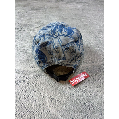 Supreme cap 5 panel baby blue money 100 dollar bill pattern