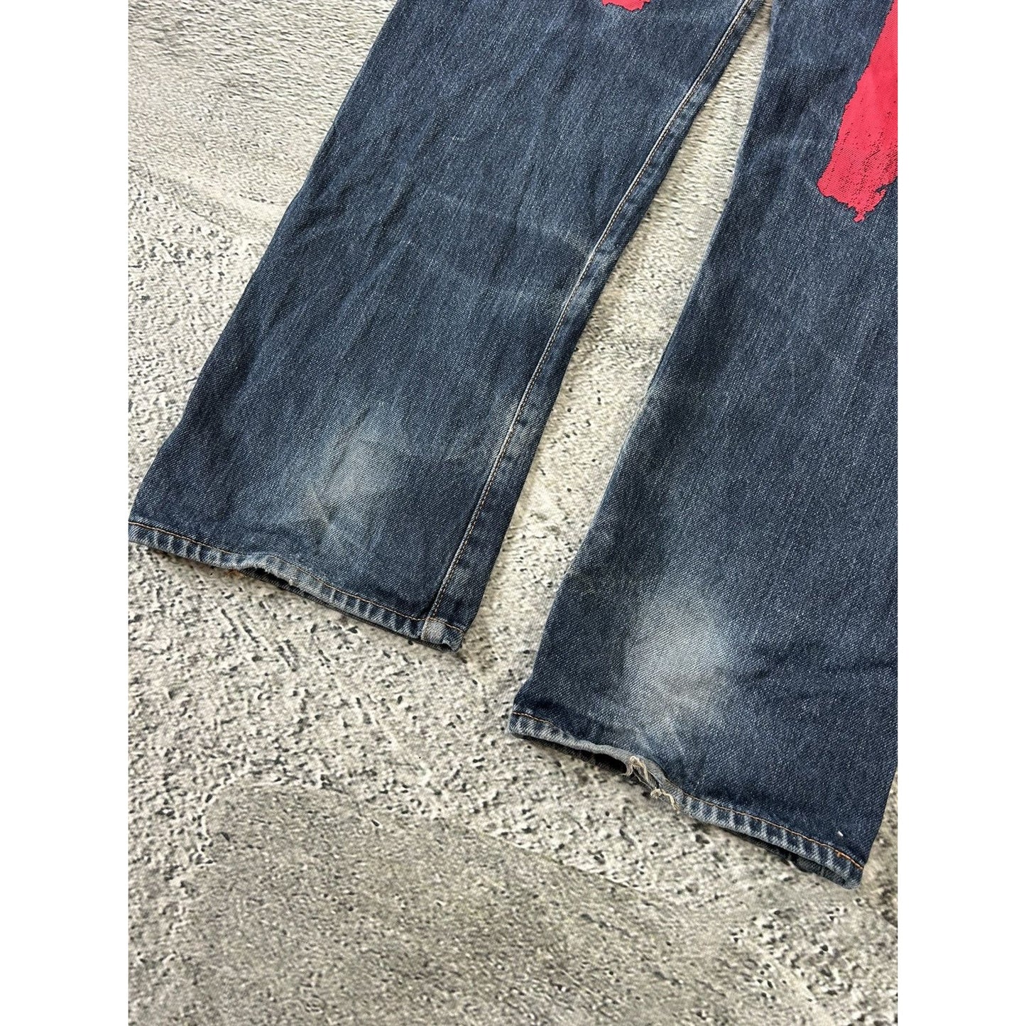 Evisu jeans red daicock big logo selvedge navy denim