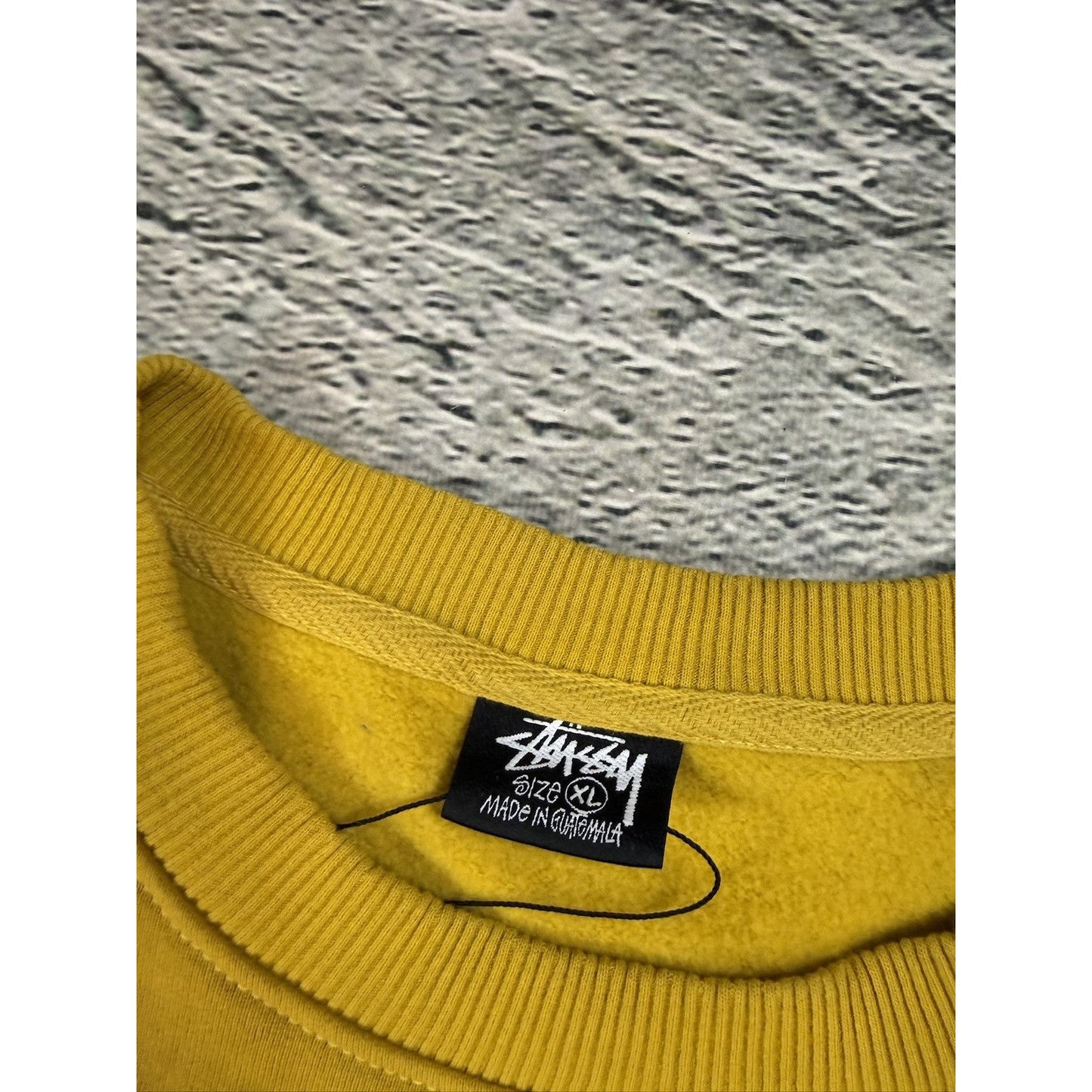 Stussy yellow gold sweatshirt big logo signature