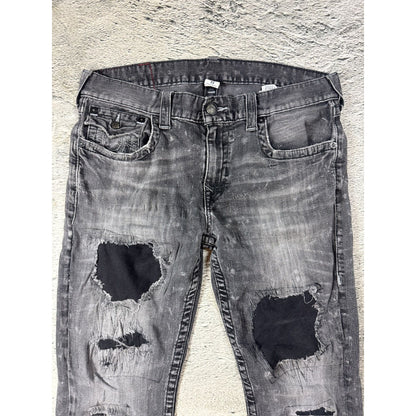 True Religion washed grey dark black jeans straight
