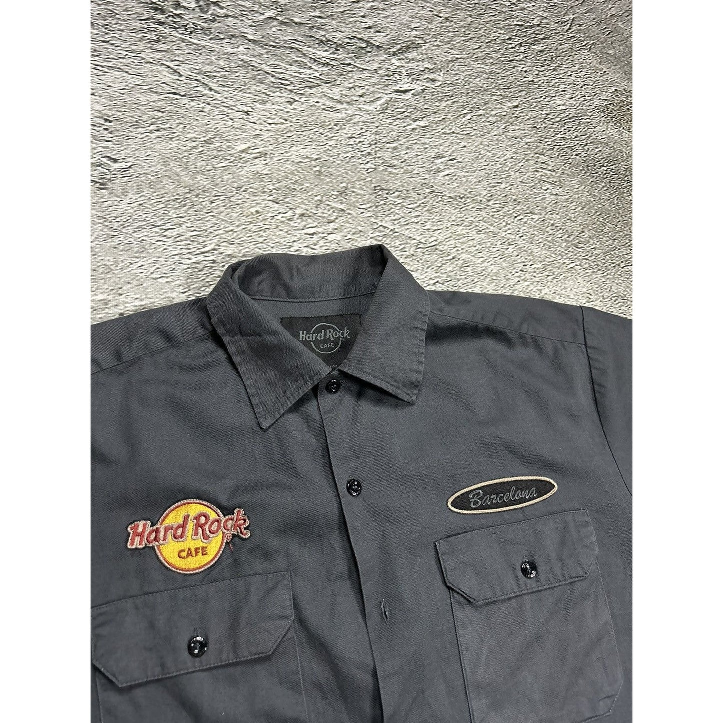 Hard Rock Cafe Barcelona vintage button up shirt patchwork