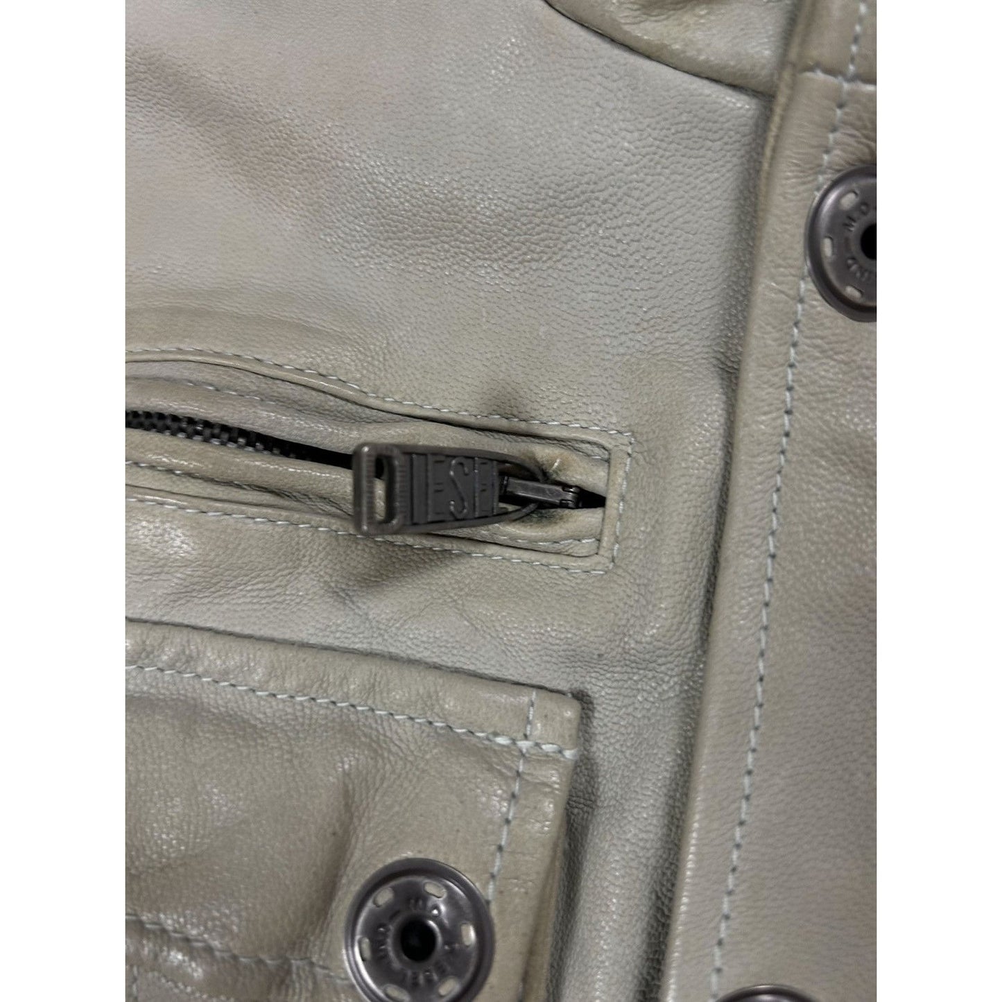 Diesel leather jacket beige vintage avant garde