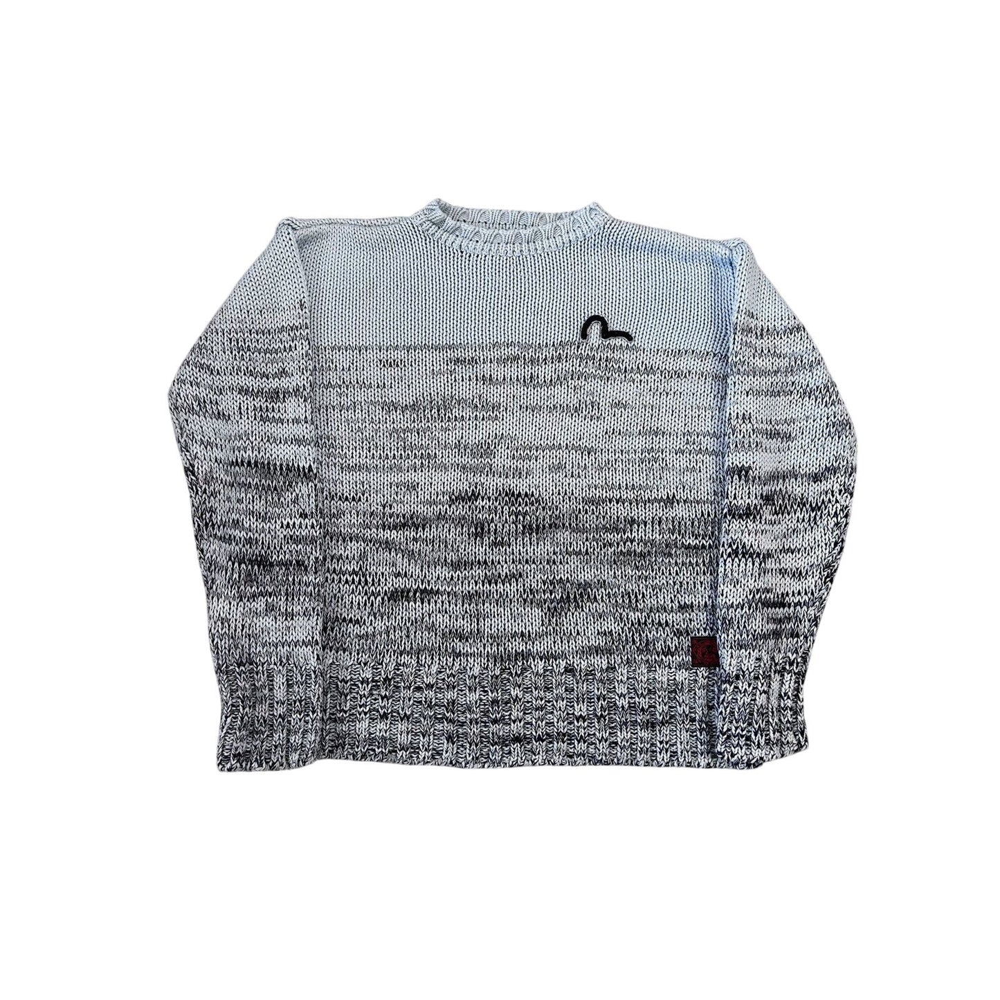 Evisu sweater big logo seagull knit vintage grey red EU ED