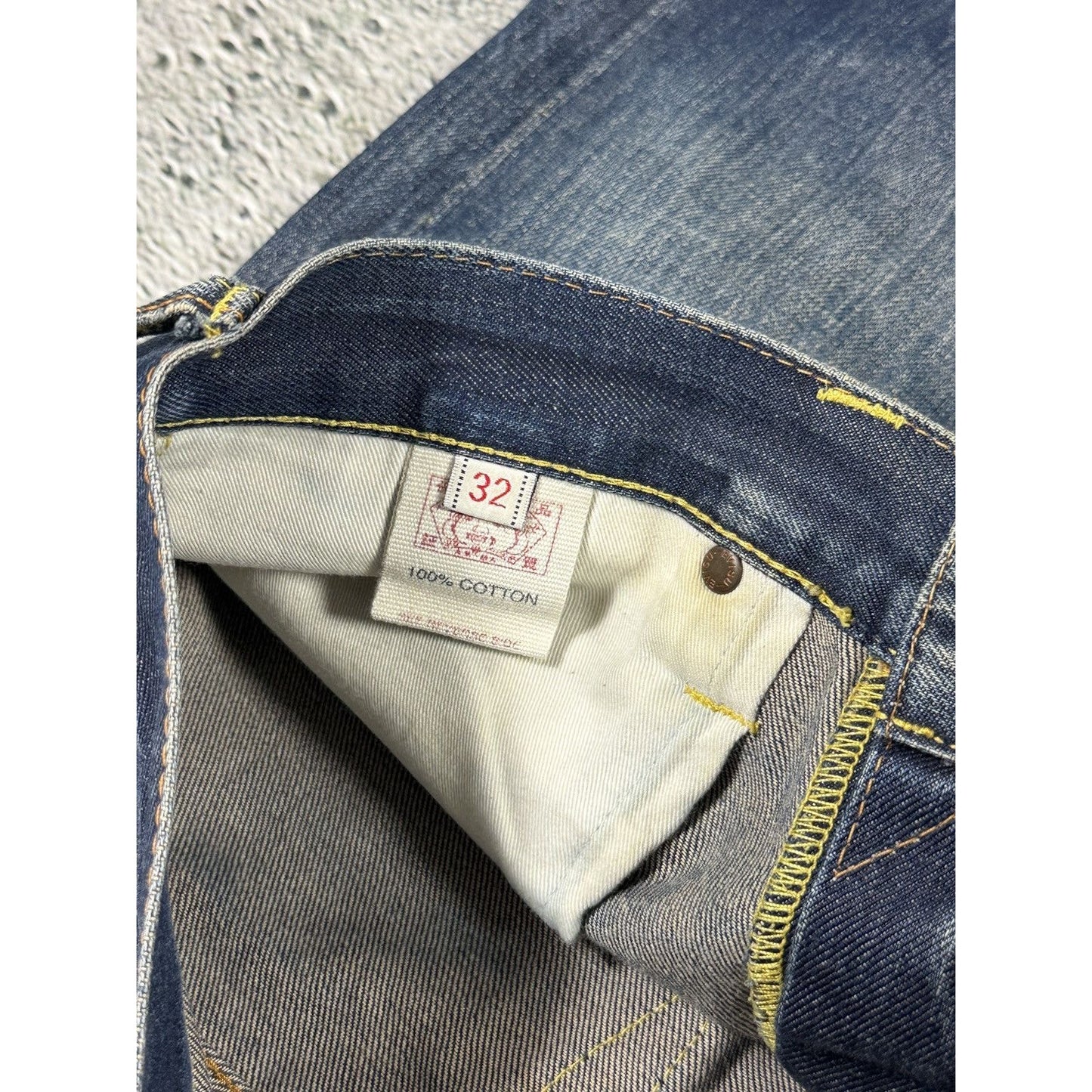Evisu jeans daicock silver big logo selvedge denim