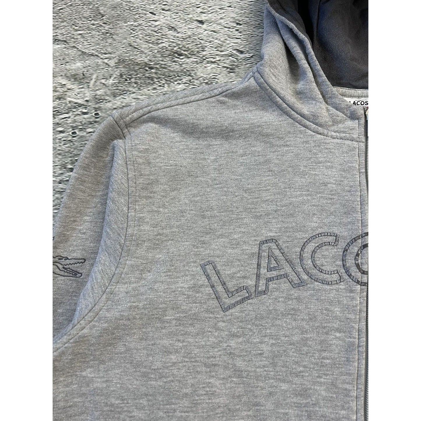 Lacoste zip hoodie big logo grey Sport