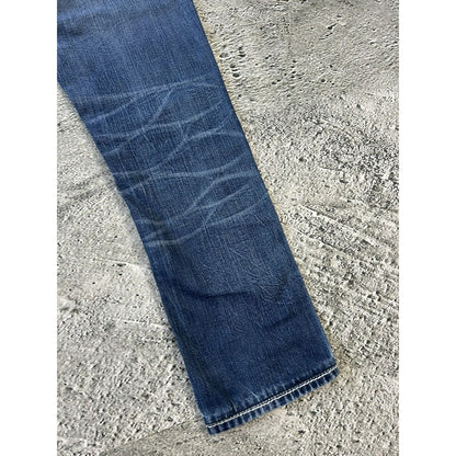 True Religion blue jeans white thick stitching Y2K