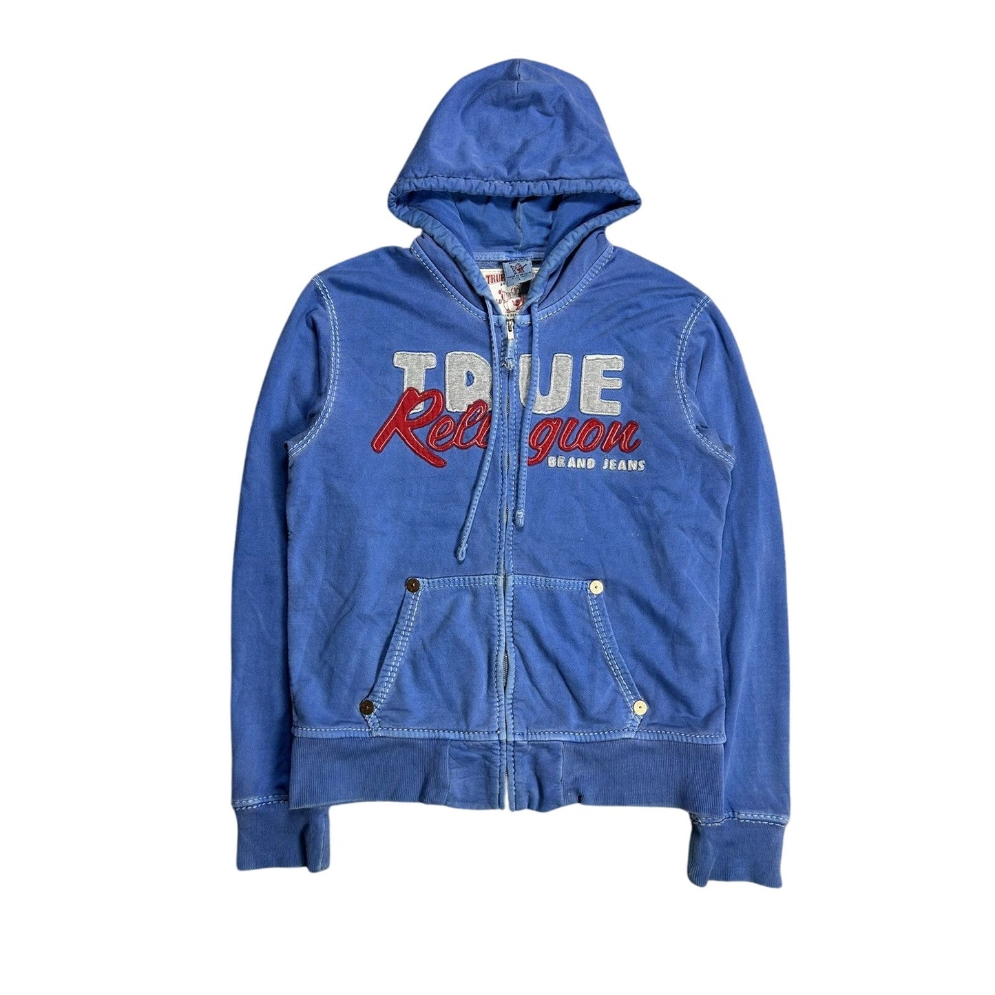 True Religion vintage zip hoodie blue big logo Y2K