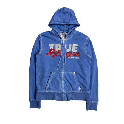 True Religion vintage zip hoodie blue big logo Y2K