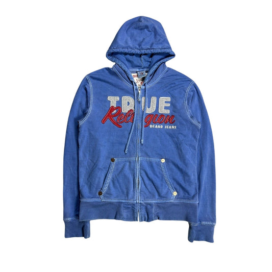 True Religion vintage zip hoodie blue big logo Y2K