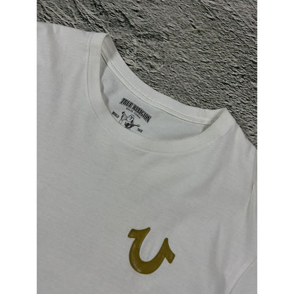 True Religion T-shirt white big gold logo