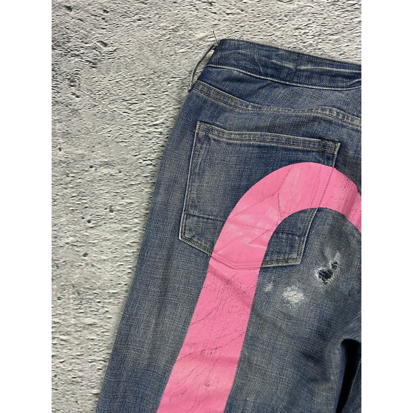 Evisu jorts daicock big logo vintage pink jeans shorts