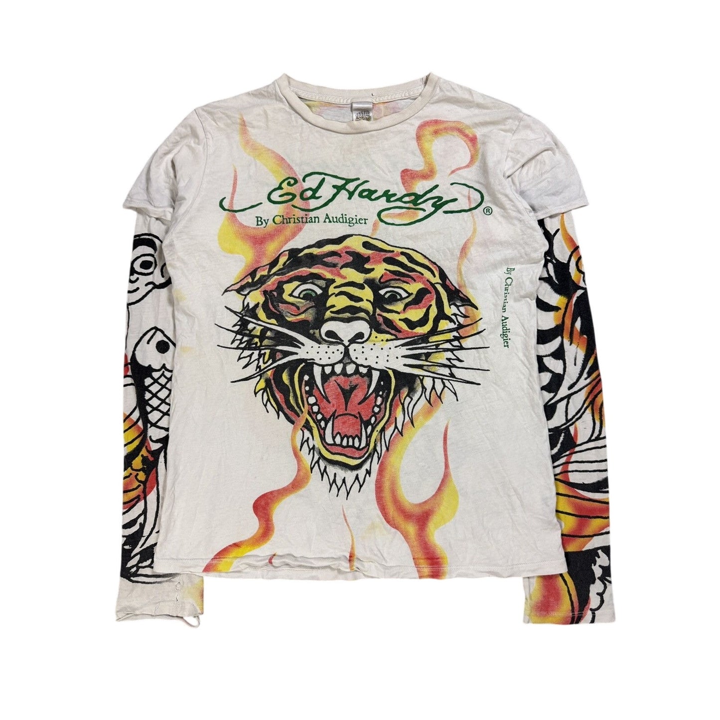 Ed Hardy Christian Audigier vintage white longsleeve t-shirt